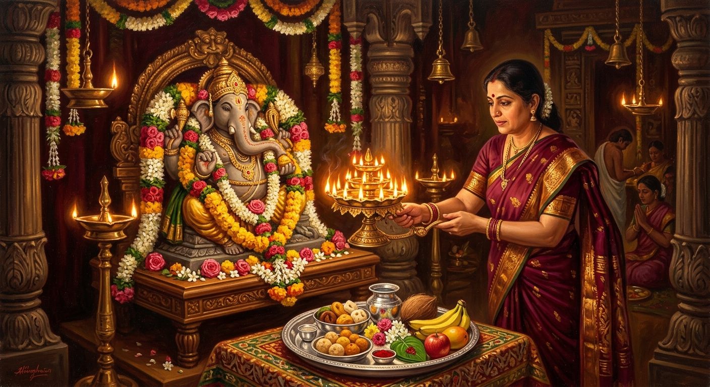 भगवंताची आरती करून नैवेद्य दाखवणे