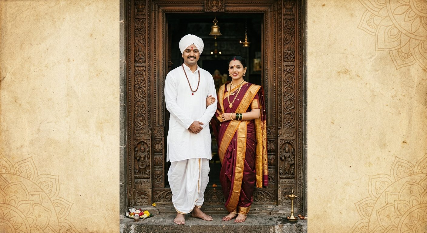 धोतर व नऊवार साडी परिधान